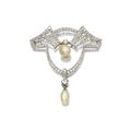 Natural pearl and diamond brooch-pendant, 1910s