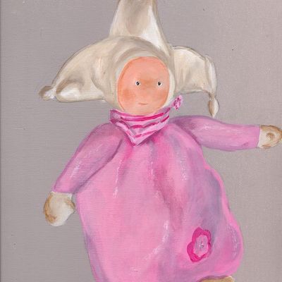 Son doudou sur toile
