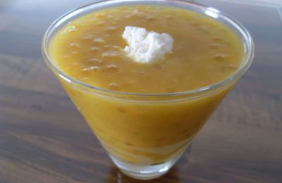 potage de carottes au tapioca et au fromage frais