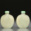 A finely inscribed white jade snuff bottle, possibly Imperial, 1750-1820