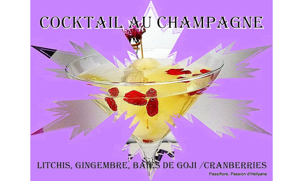 COCKTAIL CHAMPAGNE/LITCHIS/BAIES DE GOJI/ CRANBERRIES