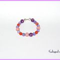 Bracelet coloré perles strass violet et rose 