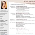 Cv Marie MALVAUD Première de réception