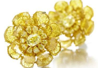 A Pair of Yellow Diamond Ear Clips by Viren Bhagat