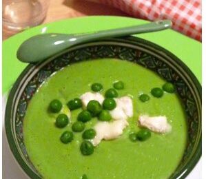 Velouté petit pois et st marcellin