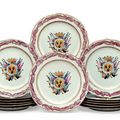 A set of fourteen Spanish market armorial plates, circa 1769