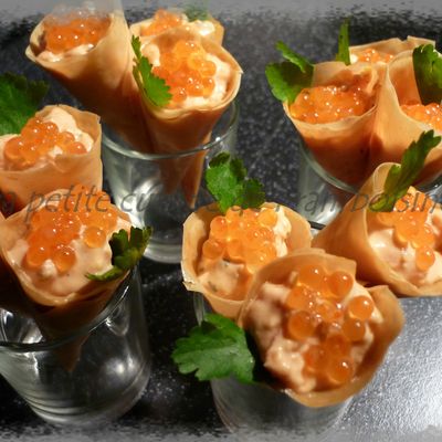 Cornets brick au saumon fumé