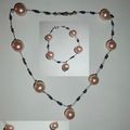 Ensemble collier et bracelet perles roses #63 