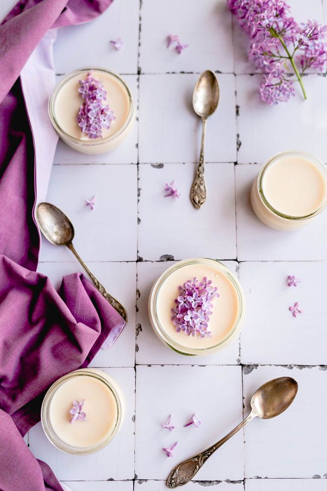 panna cotta, lilas, infusion, facile, recette printemps, crème, laitages, dessert floral, petites crèmes dessert