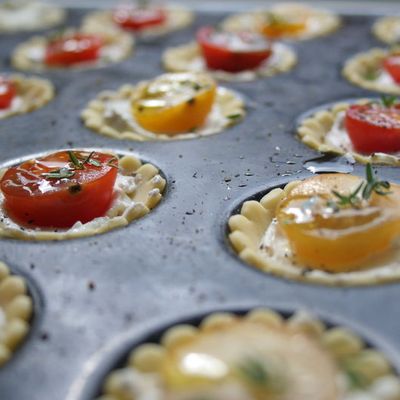 Mini tartelettes aux tomates cerises et chèvre