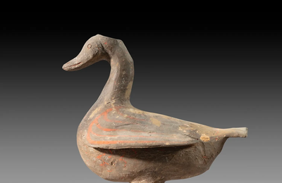 A pottery figure of a duck, Han dynasty (206 BC-220 AD) 