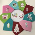 Couronne de Noël, origami décoré façon scrapbooking 