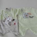 Lot de 2 Pyjamas Velours Kitchoun-Naissance