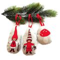 Décorations de Noël 3 Boules en Tissu Lutin Lutine et Champignon