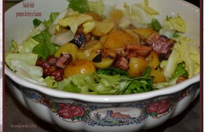 Salade tiède aux pommes de terre et lardons