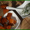 KKVKKVK 19: mini brochette de patate douce rôtie au miel, sauce au chèvre et à l'estragon