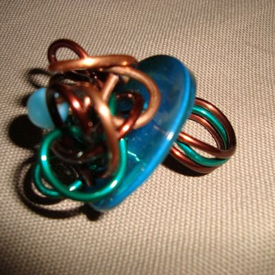 bague chocolat/turquoise