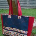 Sac cabas bleu marine/rouge