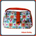 Sac / Besace "AcOlyte" "Flower pOwer Bohème" Orange et fleurs acidulées