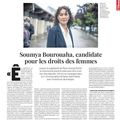 Soumya BOUROUAHA, candidate pour les droits des femmes. Journal l'Humanité