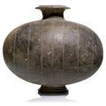 A grey pottery cocoon flask with burnished surface, Western Han dynasty, late 3rd-2nd century BC