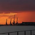 Coucher de soleil sur le port de Bayonne