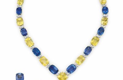 A set of sapphire, colored sapphire and diamond jewelry