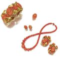 Suite of gold and coral jewelry, Seaman Schepps, circa 1950