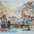 Port du Havre,56x73 papier Arches grain torchon 