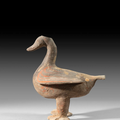 A pottery figure of a duck, Han dynasty (206 BC-220 AD) 