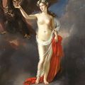 Ecole Française néo-chassique dans le goût de David - Hébé abreuvant l'aigle (Jupiter), d'ambroisie. Vers 1800- 1810