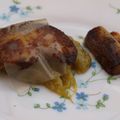 Foie gras poêlé aux trois rhubarbes (en voile, compotée et poêlée) : gé-nial !