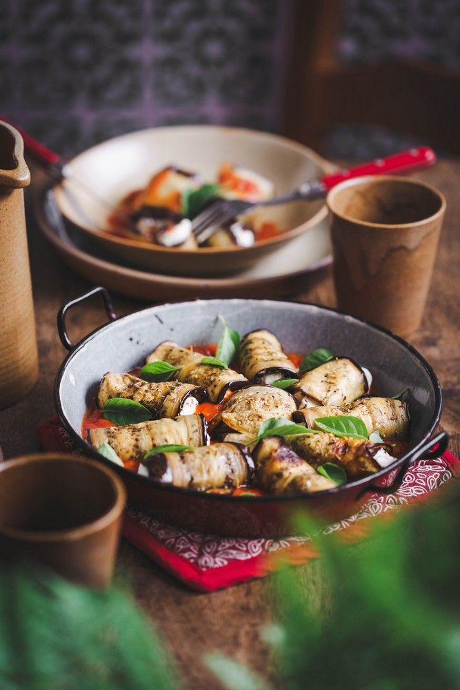 involtini, aubergines, parmesan, cuisine italienne, méditerranéenne, facile, été, roulés d'aubergines, basilic, ricotta