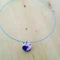 Collier ras de cou cupcake bleu et rose