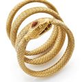 Bracelet Serpent en fils d'or jaune tressés. Travail du XIXème siècle