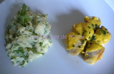 Lotte au safran et sa purée à la roquette