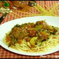 ღ " Miam " Boulettes de Veau aux champignons et poivrons sauce Courgettes et Tomates & Spaghettis 