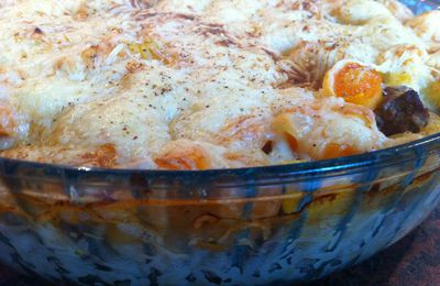 gratin de carottes sur lit de riz au boeuf