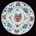 A rare armorial Imari porcelain dish for the American market, circa 1716, Kangxi period (1662-1722)