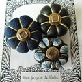 ♥ LYDWINNE ♥ Broche textile japonisante fleurs potirons - Les Yoyos de Calie