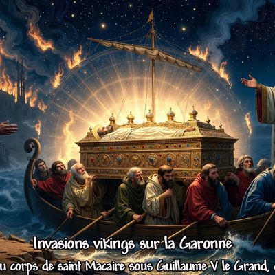 Invasions vikings sur la Garonne – 1027 Transfert du corps de saint Macaire sous Guillaume V le Grand, duc d'Aquitaine.