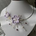 Collier Mariage "Douceur" , fleurs violette