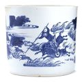 A blue and white 'hunting’ brushpot, Transitional period (1621-1644)