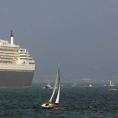 Le Queen Mary 2 lors de son départ le 07/09/2014