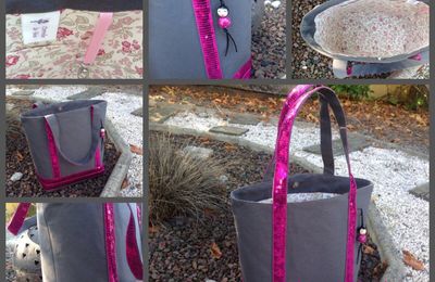 Un nouveau sac gris et rose intérieur Liberty