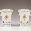 An important pair of armorial flower vases, Chinese export porcelain, Qing Dynasty, Qianlong Period, ca. 1790