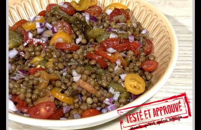 Salade de lentilles aux poivrons.