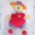 Doudou Peluche Poupée Lutin Fille Reine Rouge Et Mauve Happy Horse 40 cm