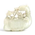 A white jade archaistic figure of a goose, Qing dynasty, 18th century