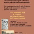 Conférences dans le cadre des Journées Européennes du Patrimoine